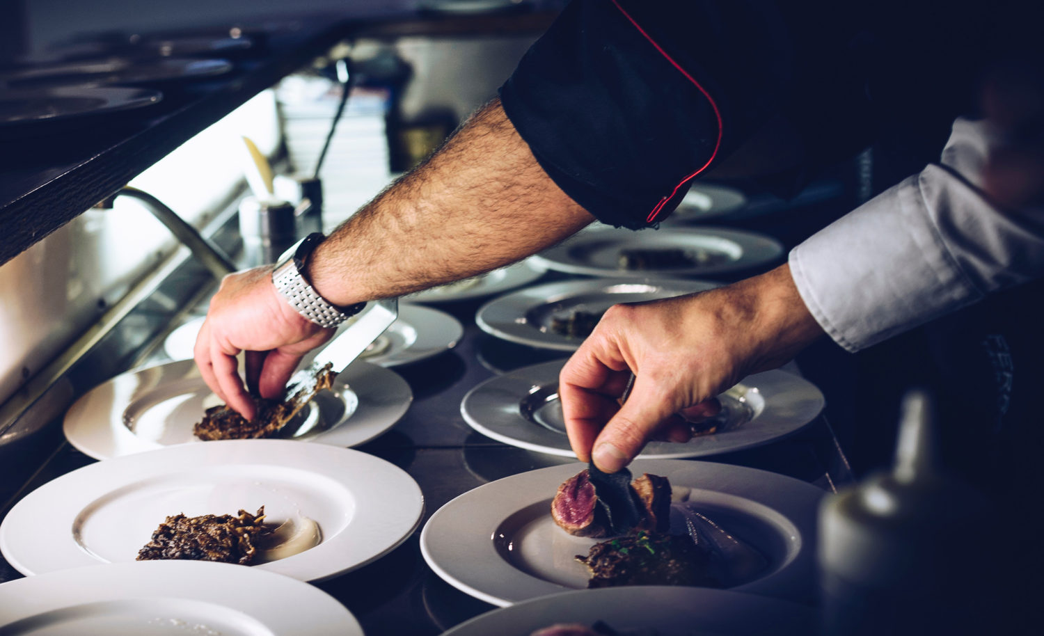 Two chefs who prepare high quality food on plates